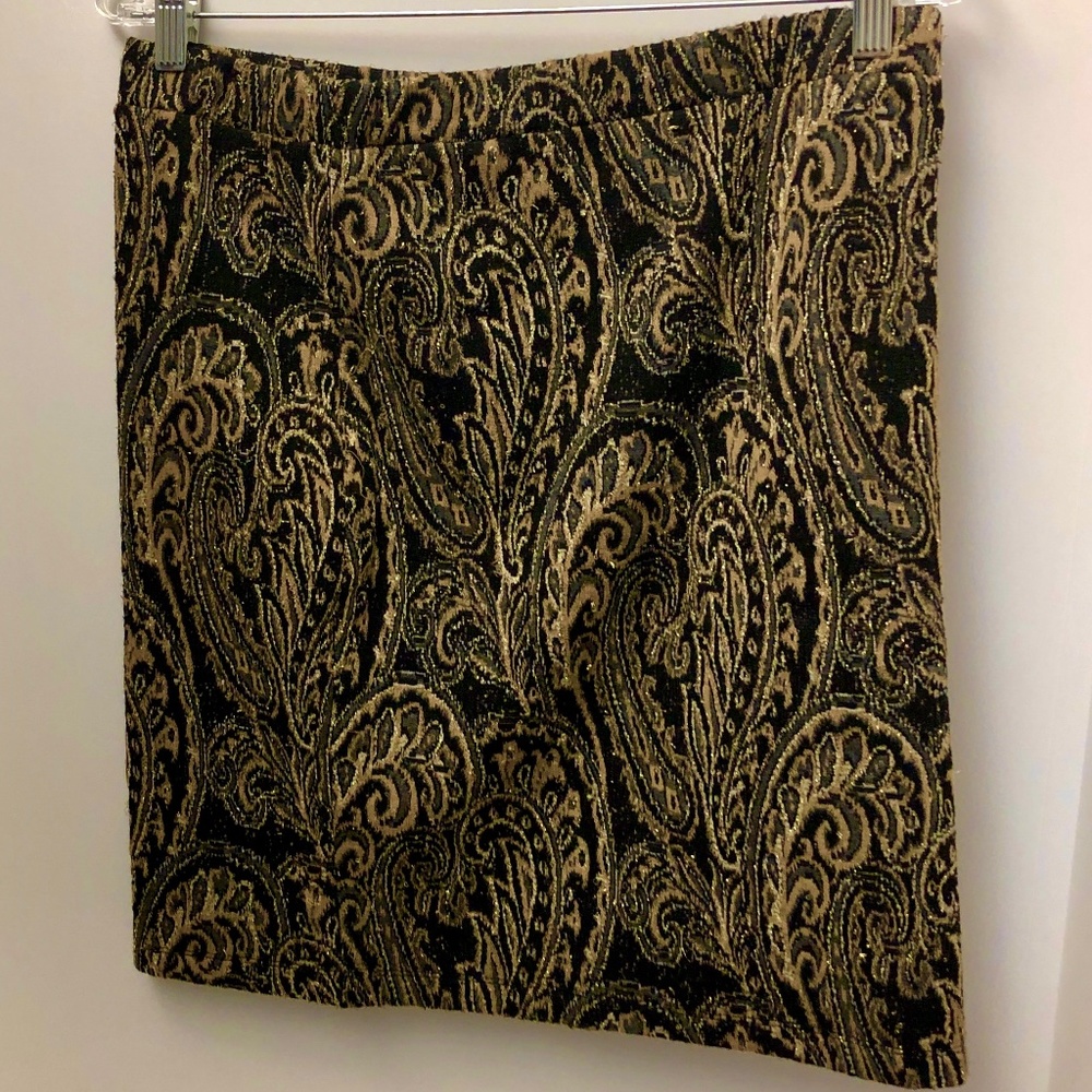 Melissa Paige Metallic Paisley Skirt SZ PM